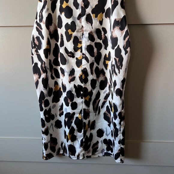 Revolve Super Down Slip Dress Women White Black Small Animal Print V Neck Lined - Picture 6 of 16